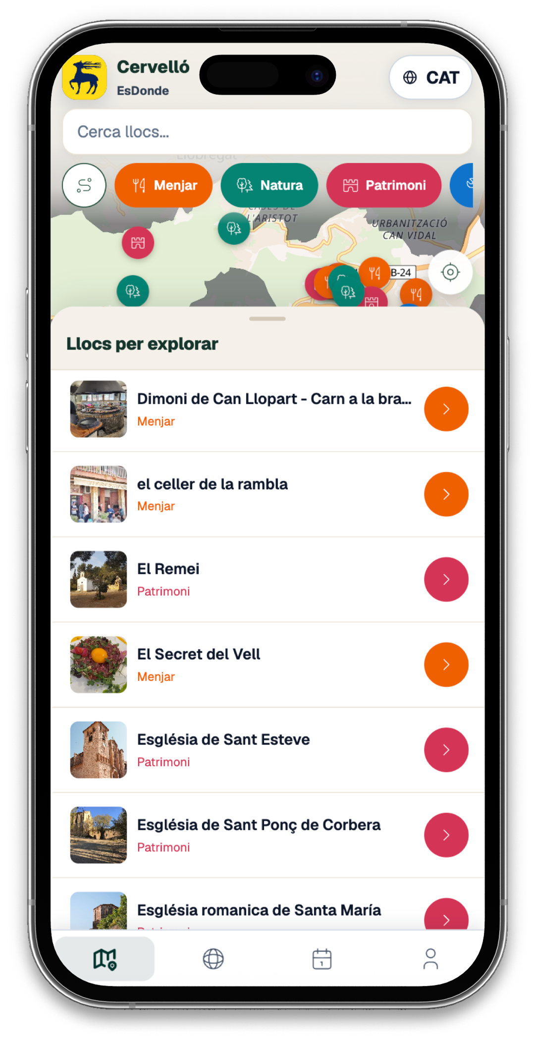 Lista de lugares de interés en el mapa de Esdonde