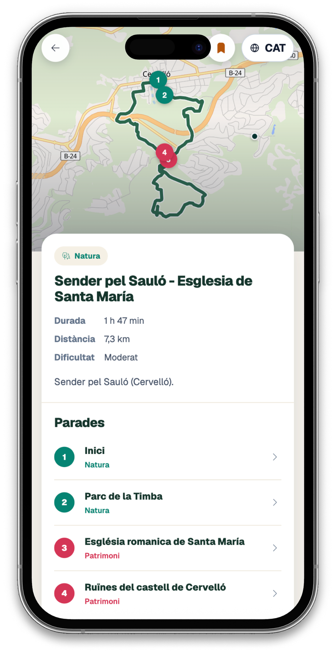Lista de rutas en el mapa de Esdonde